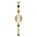 Elegant Oval Face Watch with Gemstone Bracelet - White