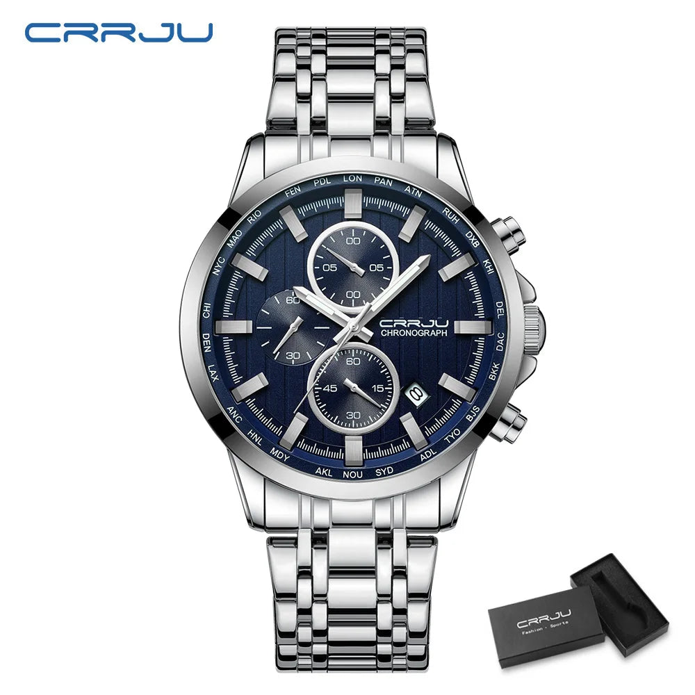 Global Quartz Chronograph Watch With World Time Dial