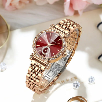 Diamond Accent Round Dial Crystal Watch With Crystals