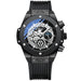 Skeleton Chronograph Quartz Wristwatch Water Resistant - Black V2