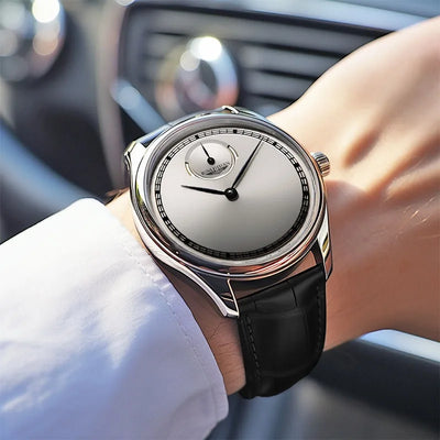 Refined Minimal Timepiece With Subdial Accent Profile