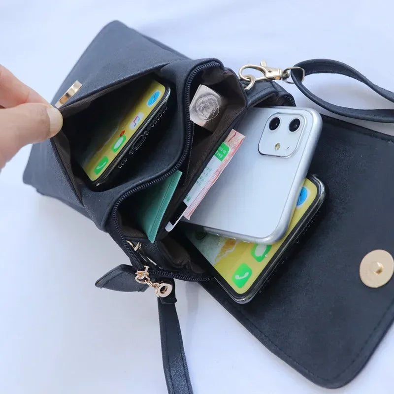 PU Leather Crossbody Bag with Flap Closure Compact