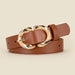 Round Buckle Belt with Three Ring Buckle Design - Brown V2