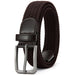 Elastic Braided Belt with Micro Adjustable Buckle - Brown