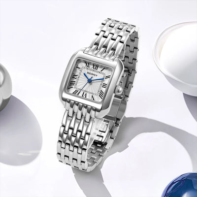 Square Women's Quartz Watch with Stainless Steel Band