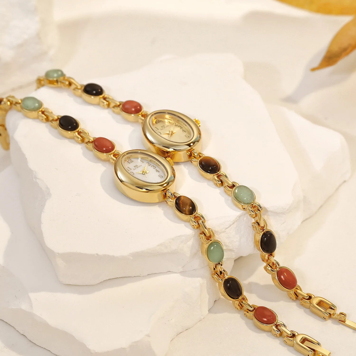 Elegant Ladies Watch Bracelet with Multicolor Beads