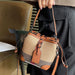 Buckle Satchel With Crossbody Strap And Contrast Trim - Caramel