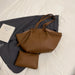 Two In One Shoulder Tote Bag With Removable Pouch - Brown