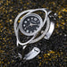 New Womens Gold Metal Wristwatch with Crystal Accents - Silver Black