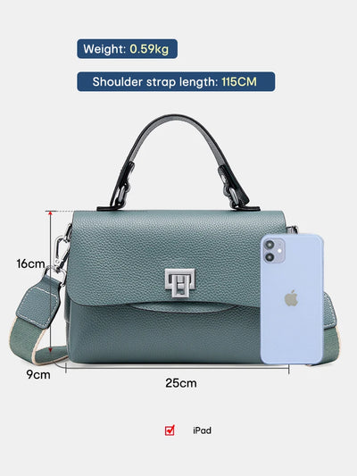 Enveloped Top Handle Bag With Classic Metal Clasp Charm