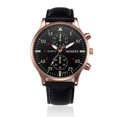 Leather Strap Chronograph Watch Casual Style Everyday