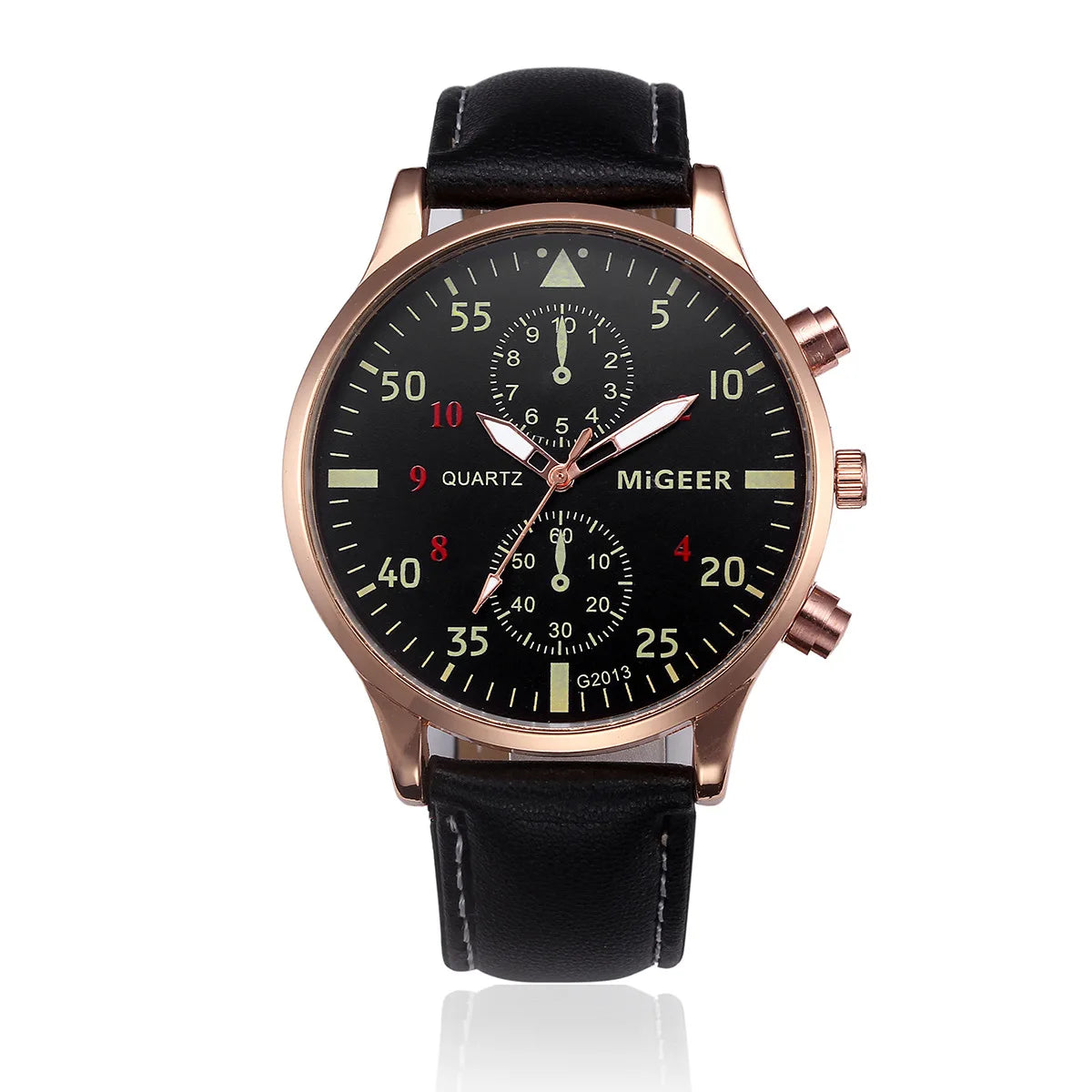 Leather Strap Chronograph Watch Casual Style Everyday