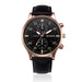 Leather Strap Chronograph Watch Casual Style Everyday - Black Rose Gold