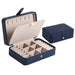 PU Leather Jewellery Storage Box with Ring Compartments - Navy