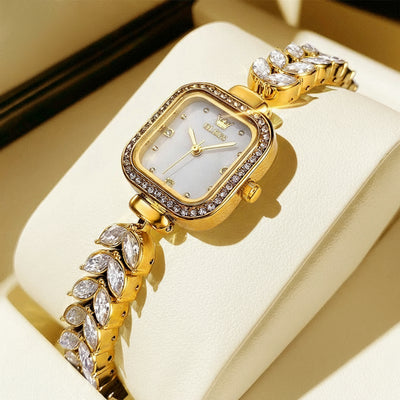 Watch Square Dial Diamond Trim Wristwatch for Elegance - WO2MEN