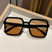 Oversized Square Sunglasses with Gradient Lenses - Black Tea