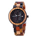 Wooden Wristwatch With Week Display And Date Calendar - Women