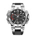 Sport Watch with Dual Display and Chronograph - Silver Black