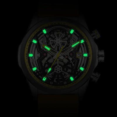 Sport Chronograph Skeleton Watch Open Heart Dial