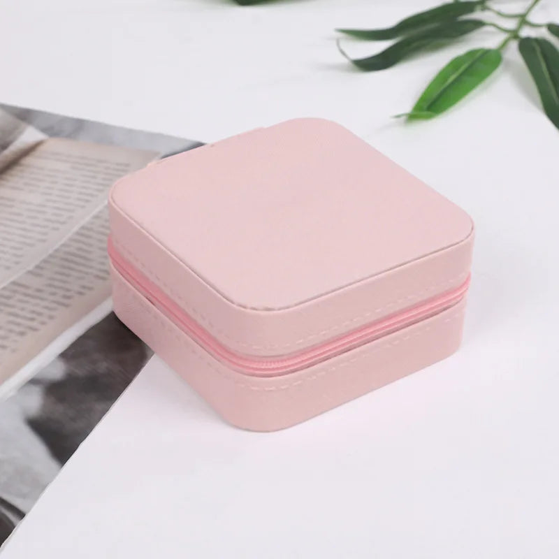 Portable Travel Jewellery Box Organizer Case Compact - Pink