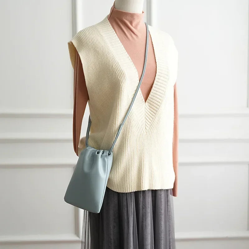 Shoulder Bag with Flap and Hasp Closure Pattern Solid