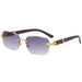 Rimless Square Sunglasses Frameless with Accent Arms - GD/GY/GY
