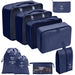 Nine Piece Travel Packing Cube Set for Luggage Storage - Blue