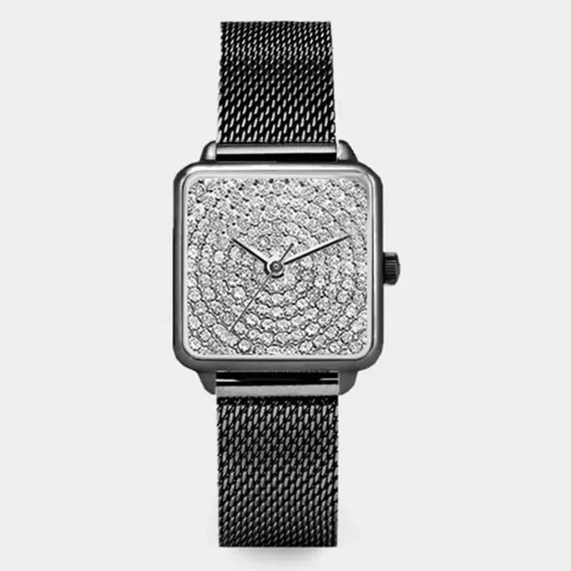 Watch Diamond Dial Mesh Bracelet