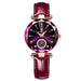 Watch Faceted Dial Two Tone Bracelet Crystal Accents - Gold Purple Burgundy