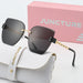 Borderless Cat Eye Sunglasses with Gradient UV Lenses - Black