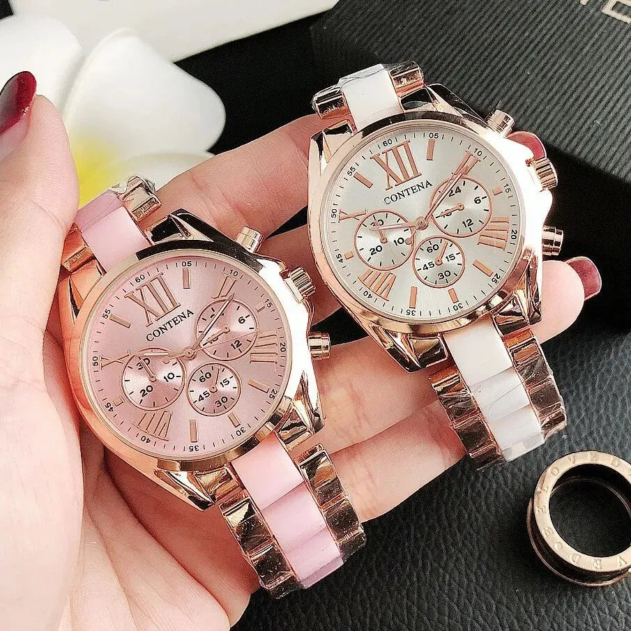 Elegant Chronograph Bracelet Timepiece With Roman Dial