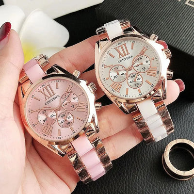 Elegant Chronograph Bracelet Timepiece With Roman Dial