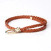 Braided Waist Belt with Classic Buckle Clasp Detail - Camel