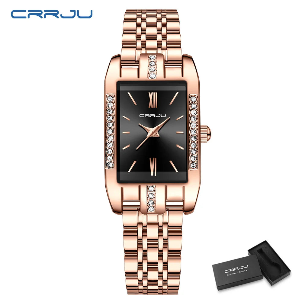 Rectangular Crystal Embellished Bracelet Watch Sparkle