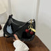 Shoulder Bag Flap Silhouette Cherry Pendant Charm - Black