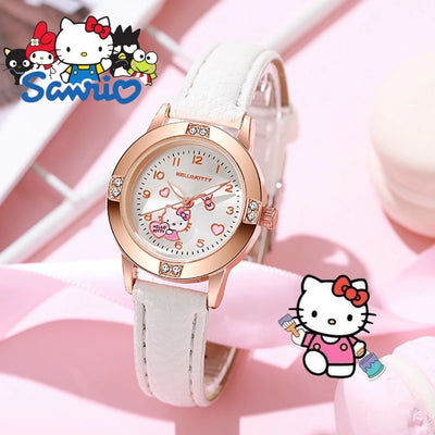 Cartoon Charm Dial Watch with Crystal Hearts Decorative