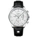 Chronograph Wristwatch World Map Dial Leather Strap - Silver White