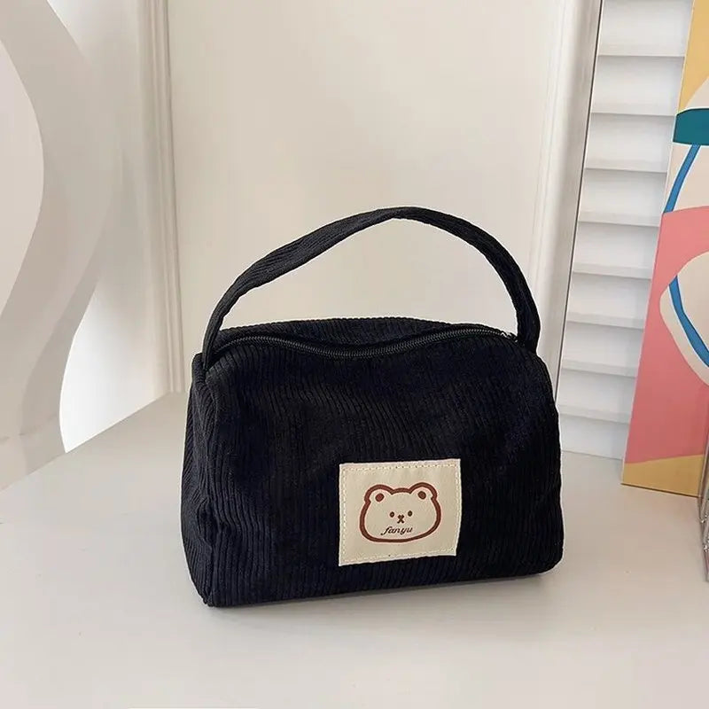 Handbag with Bear Patch and Soft Finish Compact