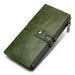 Long Zip Wallet with Card Slots And Coin Pocket - Green L