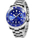Mens Date Quartz Wristwatch with Luminous Hands - Silver Blue