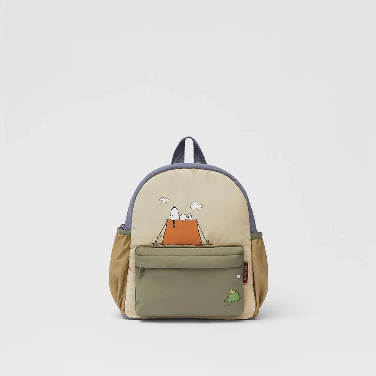 Cartoon Children's Backpack with Front Pocket - Khaki