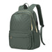 Quilted Backpack with Laptop Compartment Multi Pockets - Green