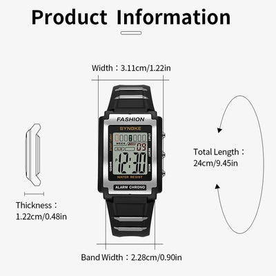 Digital Wristwatch Water Resistant Alarm Chrono