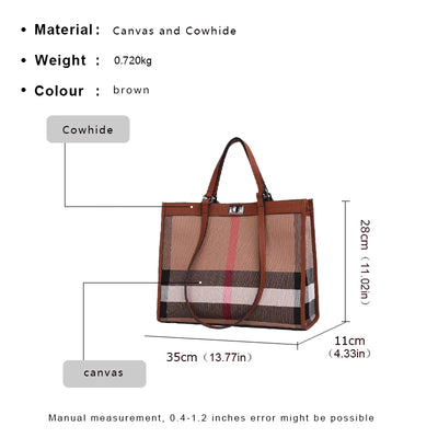 Checkered Patchwork Tote With Structured Silhouette