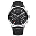 Chronograph Quartz Wristwatch Water Resistant Dial - Silver Black