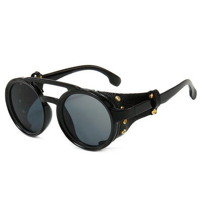 Steampunk Shields Sunglasses Leather Side UV400 Lens