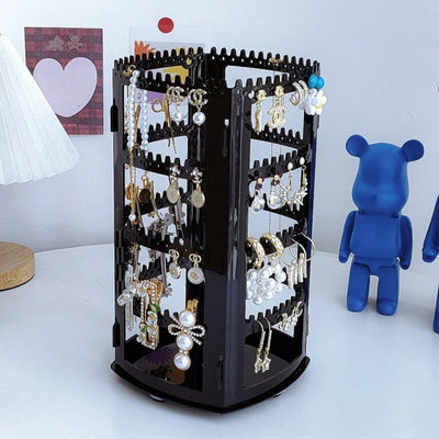 360 Degree Rotating Jewelry Storage Box Earring Display