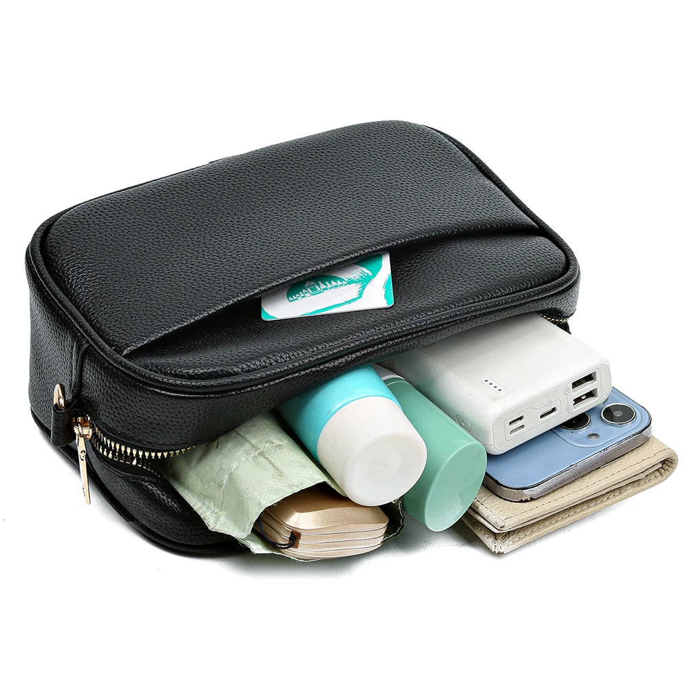 Soft Box PU Leather Crossbody Bag Zipper Closure