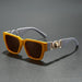Sunglasses Square Frame With Gold Lion Emblem - C V2