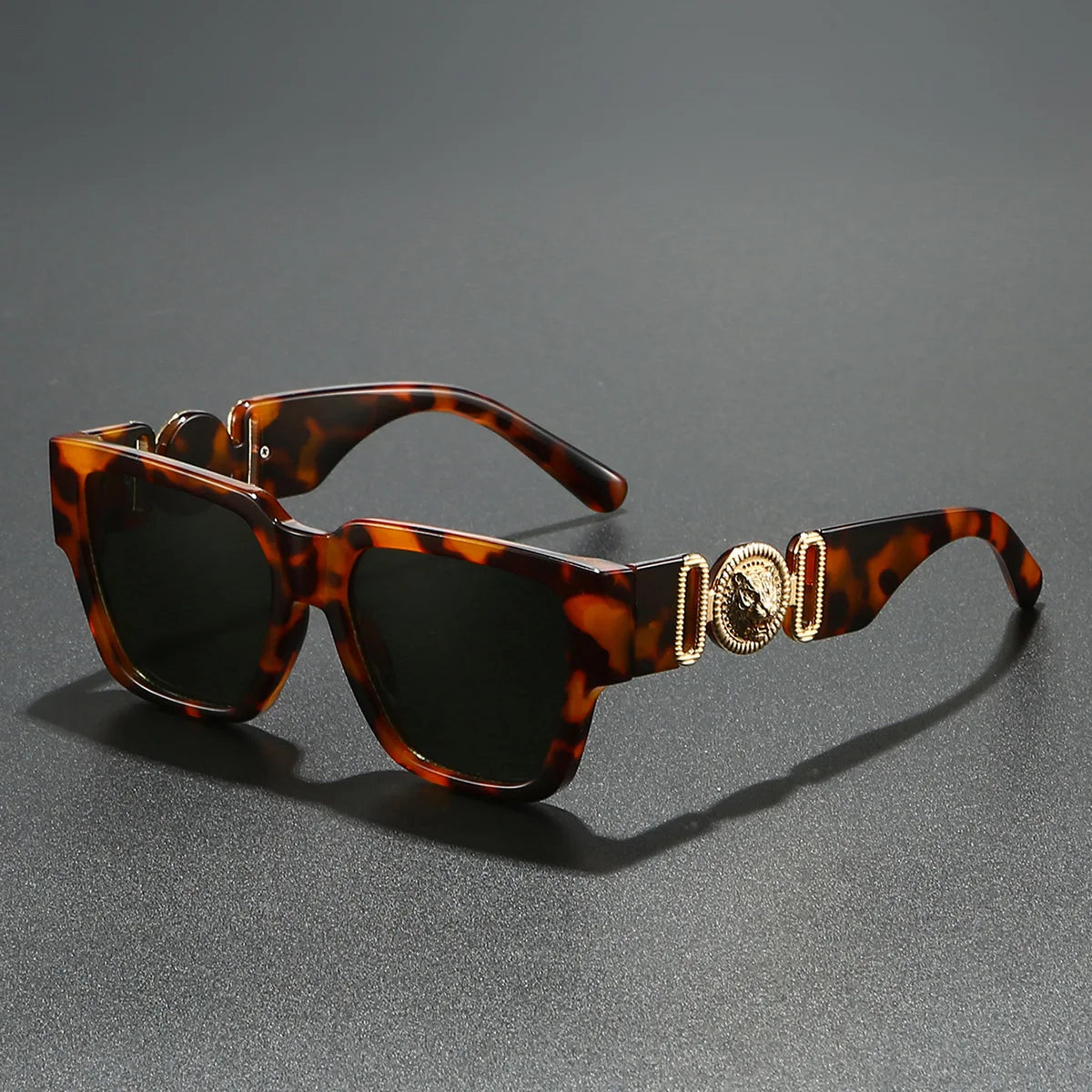Sunglasses Square Frame Crest Temple Signature